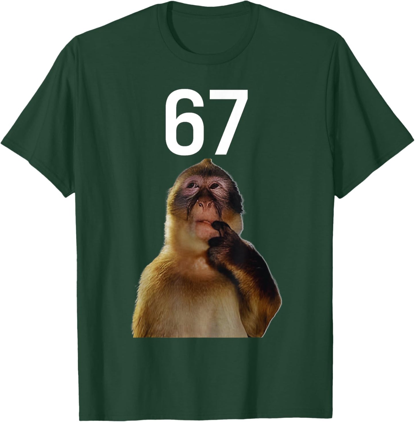 Monkey Thinking 67 Funny Six Seven Monkey Meme Brainrot Gift T-Shirt - T-Shirt | Forest