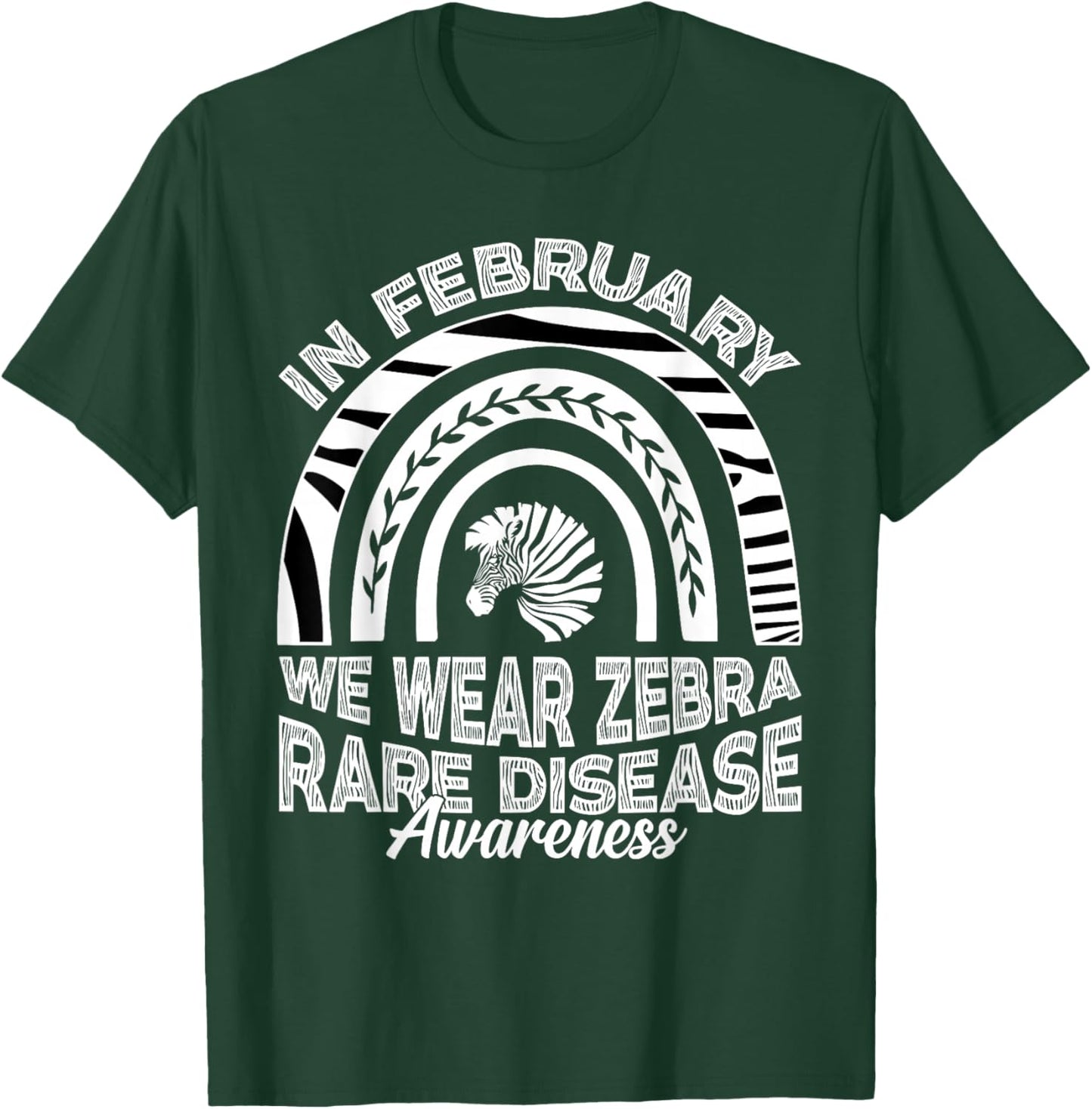 in February We Wear Zebra Ribbon Rare Disease Awareness T-Shirt - T-Shirt | Forest