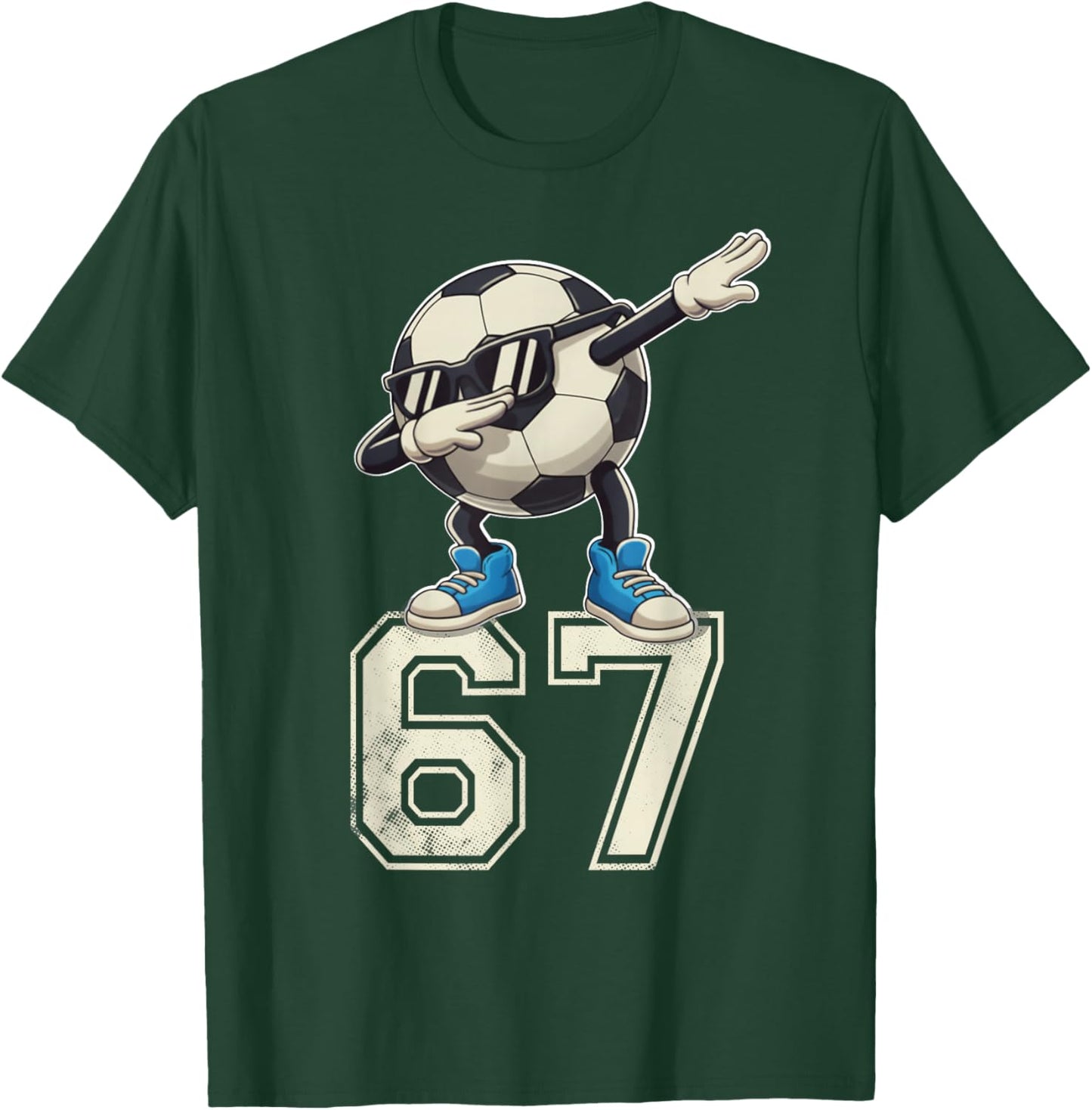 Boys Kids 67 Six Seven Sunglasses Dabbing Soccer Ball Lover T-Shirt - T-Shirt | Forest