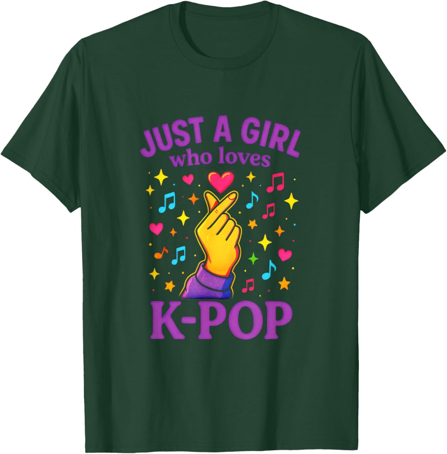 Just A Girl Who Loves K-Pop - Music Heart Stars T-Shirt - T-Shirt | Forest
