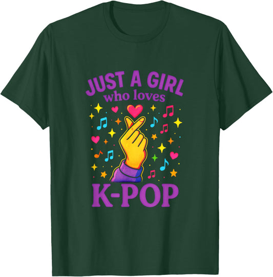 Just A Girl Who Loves K-Pop - Music Heart Stars T-Shirt - T-Shirt | Forest