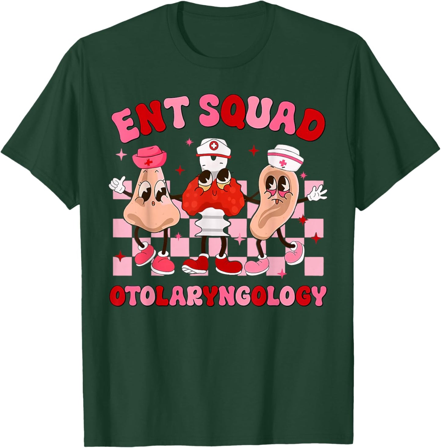 ENT Squad Otolaryngology Valentines Ears Nose Throat Nurse T-Shirt - T-Shirt | Forest
