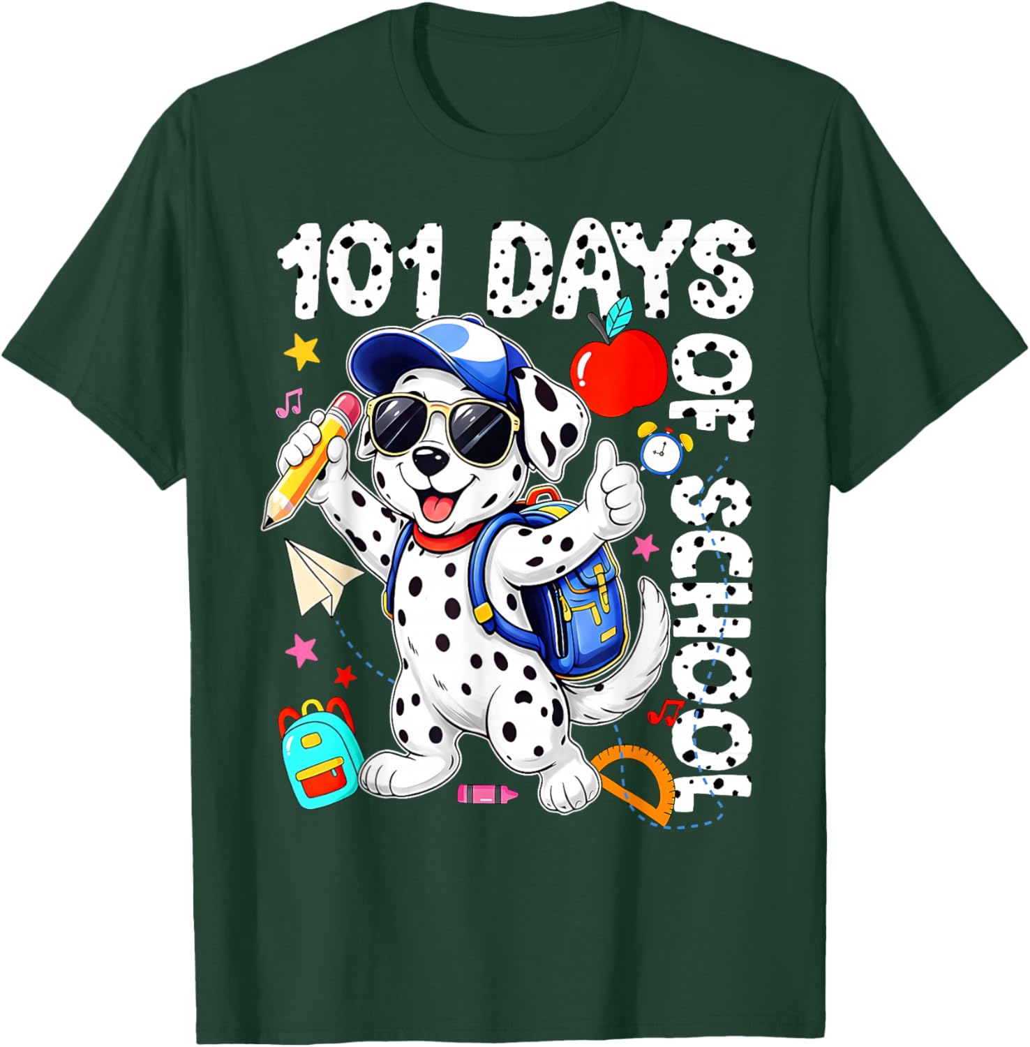 100 Days of School Dalmatian Dog Boys Kids 100 Day Smarter T-Shirt - T-Shirt | Forest