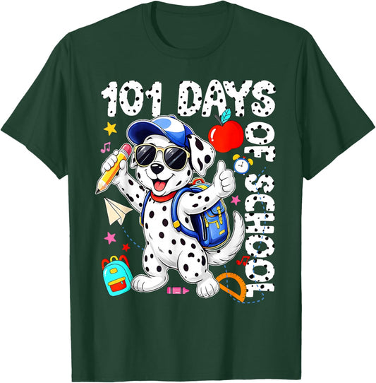 100 Days of School Dalmatian Dog Boys Kids 100 Day Smarter T-Shirt - T-Shirt | Forest