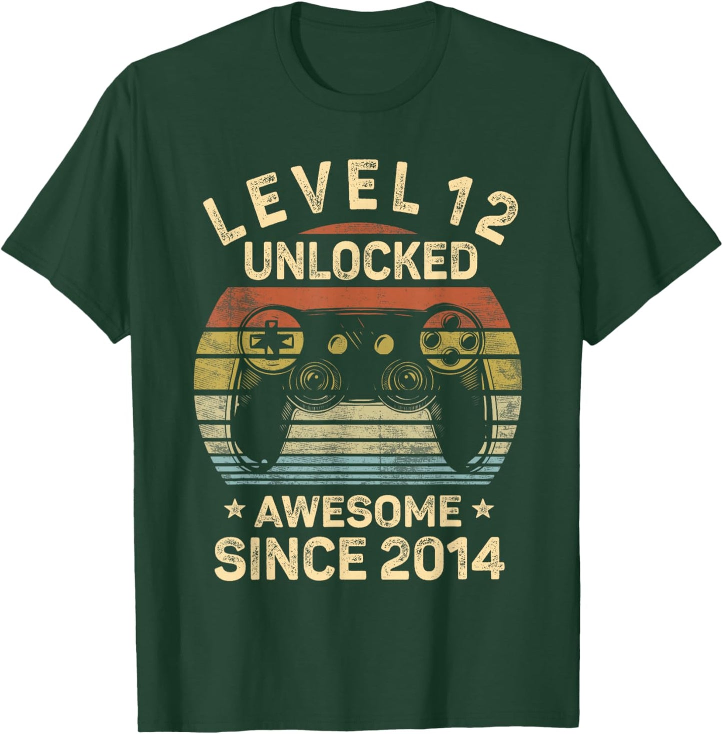 Level 12 Unlocked Awesome Since 2014 12th Birthday Gaming T-Shirt - T-Shirt | Forest