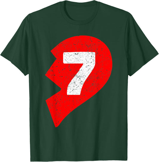 Number 7 Funny Matching Couple Friends Valentines Heart 67 T-Shirt - T-Shirt | Forest