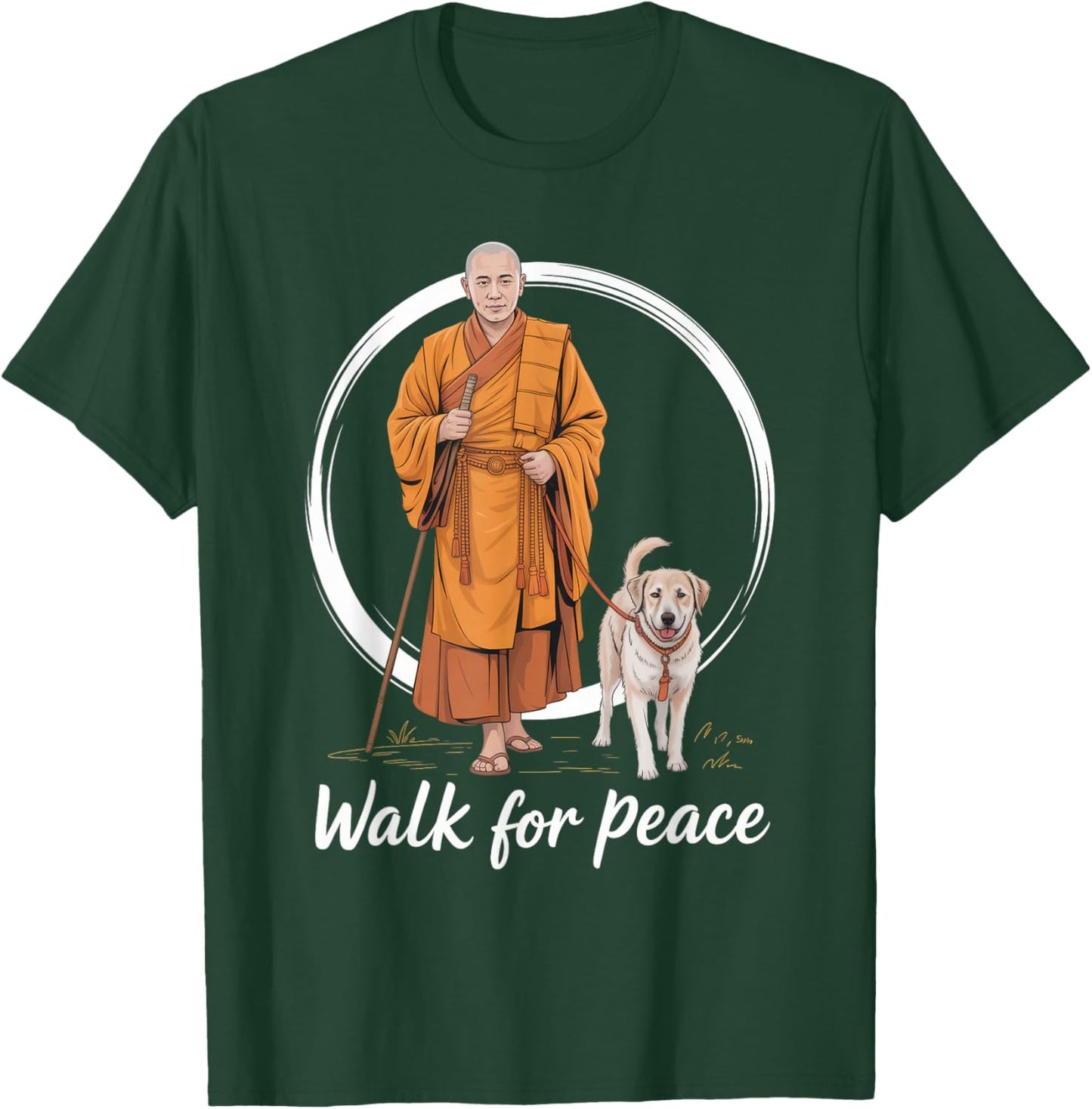 Peace Walking Monks and Aloka Dog Walk for Peace Men Women T-Shirt - T-Shirt | Forest