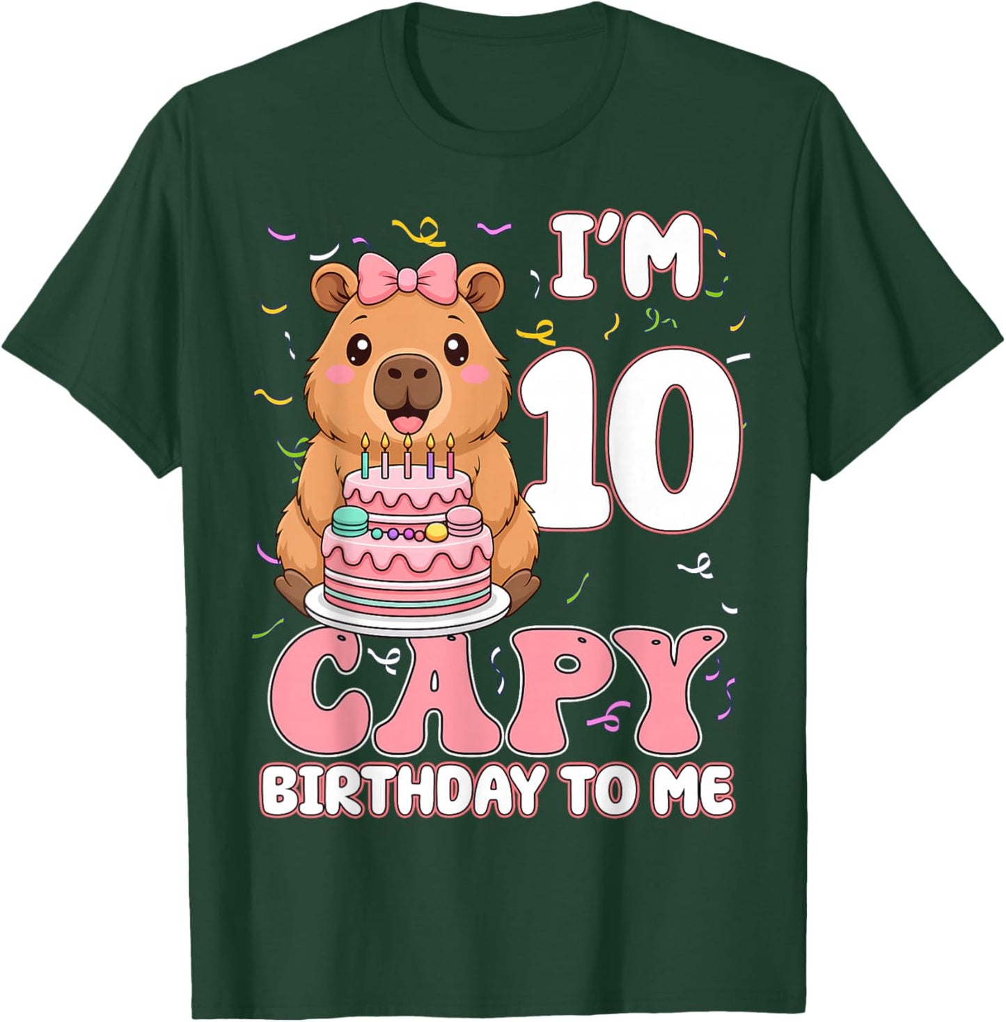 10 Years Old Capy Birthday to Me 10th Birthday Capybara Girl T-Shirt - T-Shirt | Forest