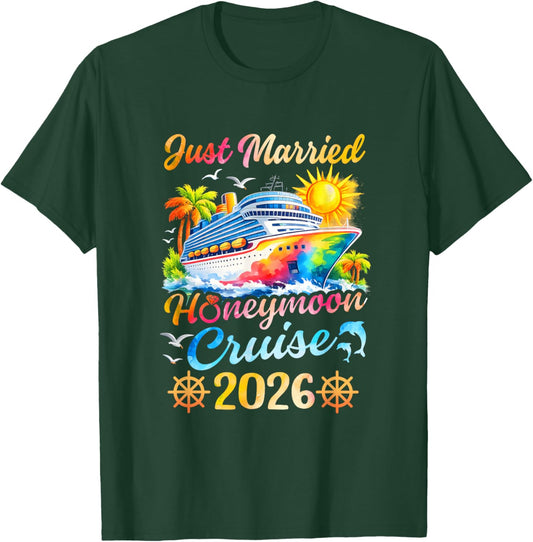 Honeymoon Cruise for Matching Couples 2026 Just Married T-Shirt - T-Shirt | Forest