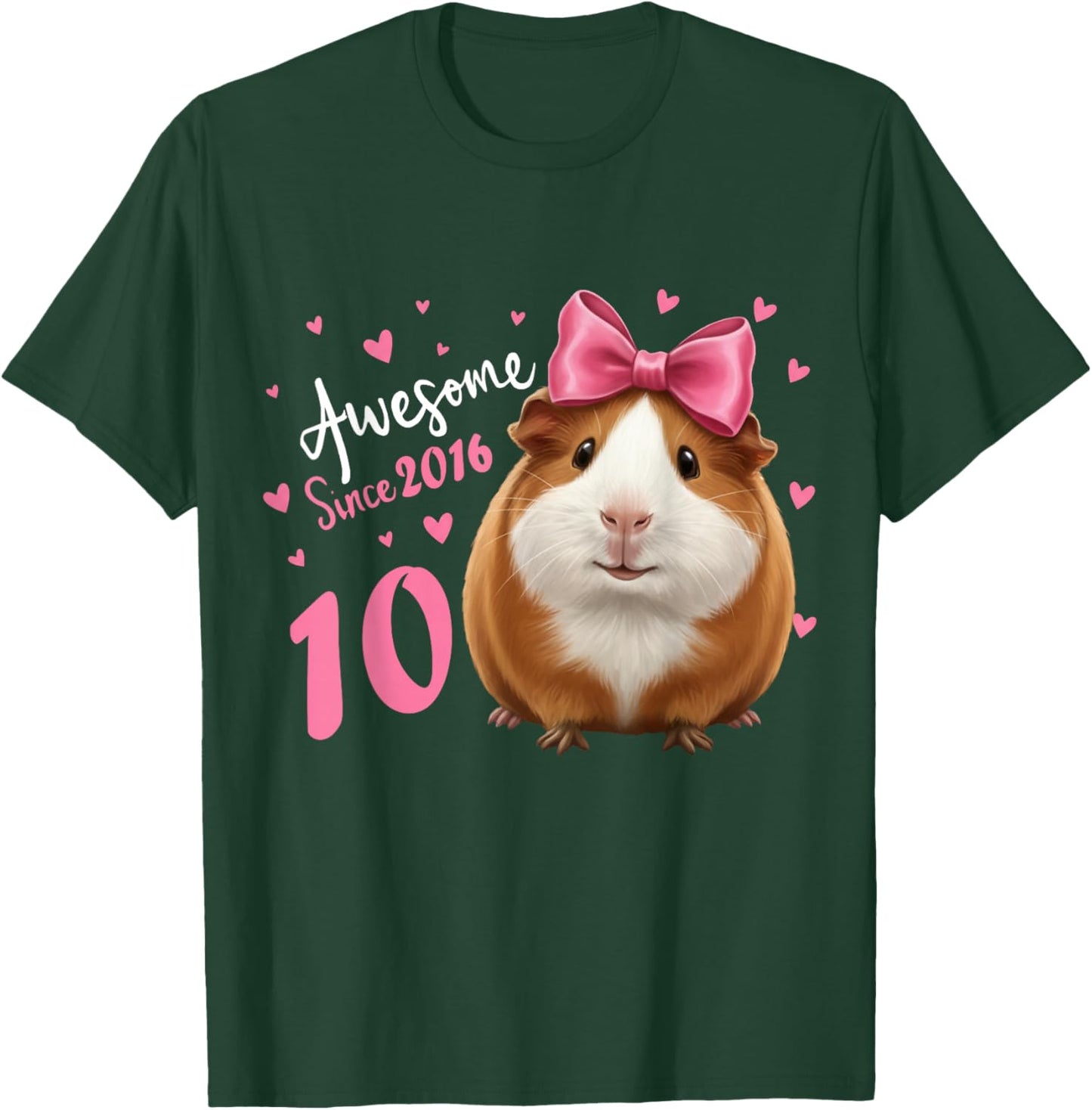 Girls 10 Years Old Guinea Pig Birthday for Girls 10th Bday T-Shirt - T-Shirt | Forest