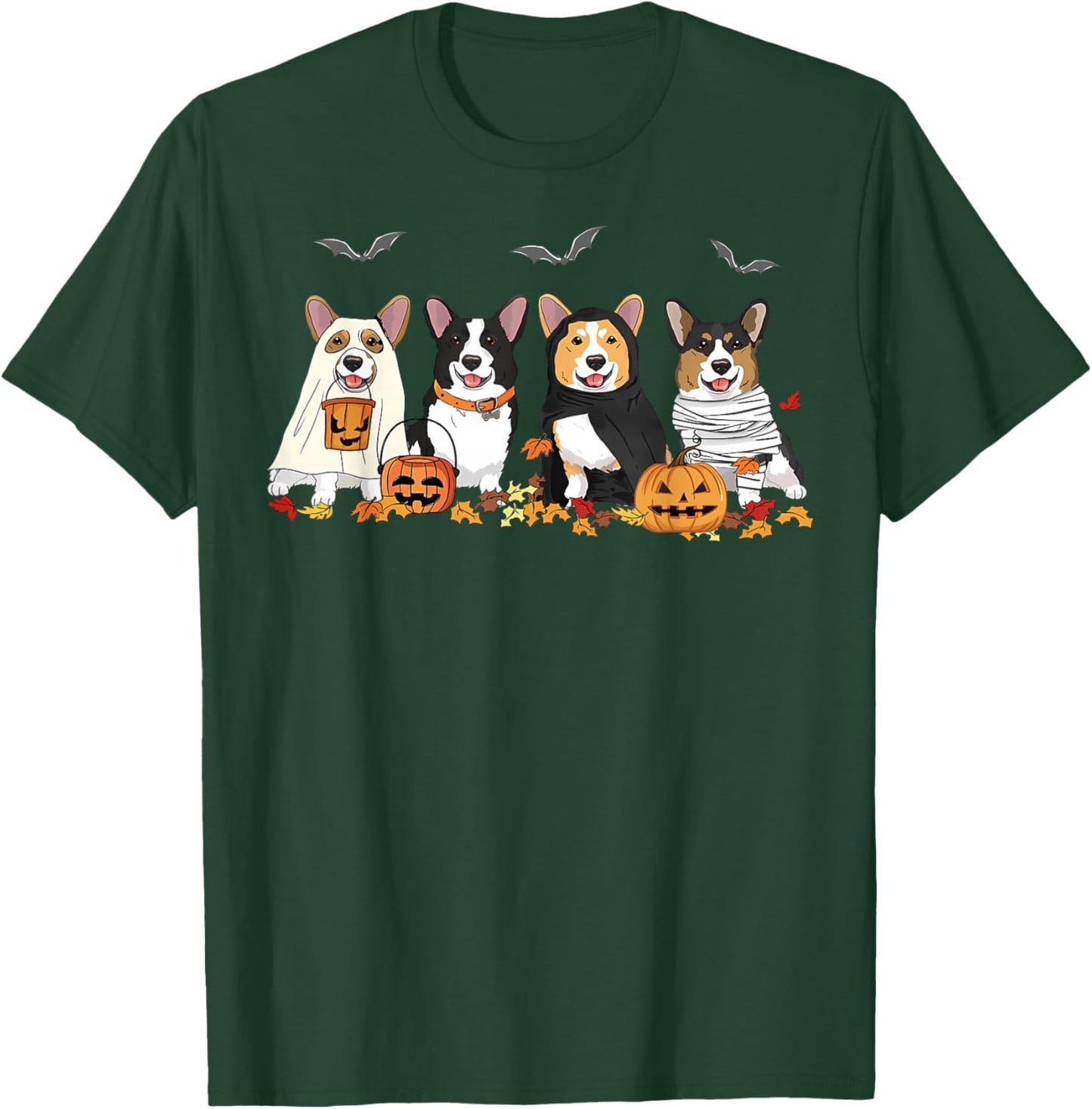 Halloween Corgi Ghost Spooky Corgi Lovers Dog Mama Papa Gift T-Shirt - T-Shirt | Forest