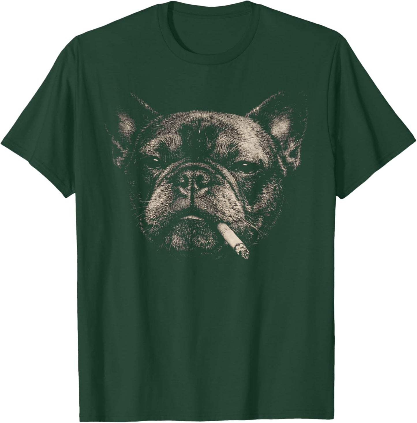 Funny Smoking French Bulldog Vintage Y2K Grunge Dog Graphic T-Shirt - T-Shirt | Forest