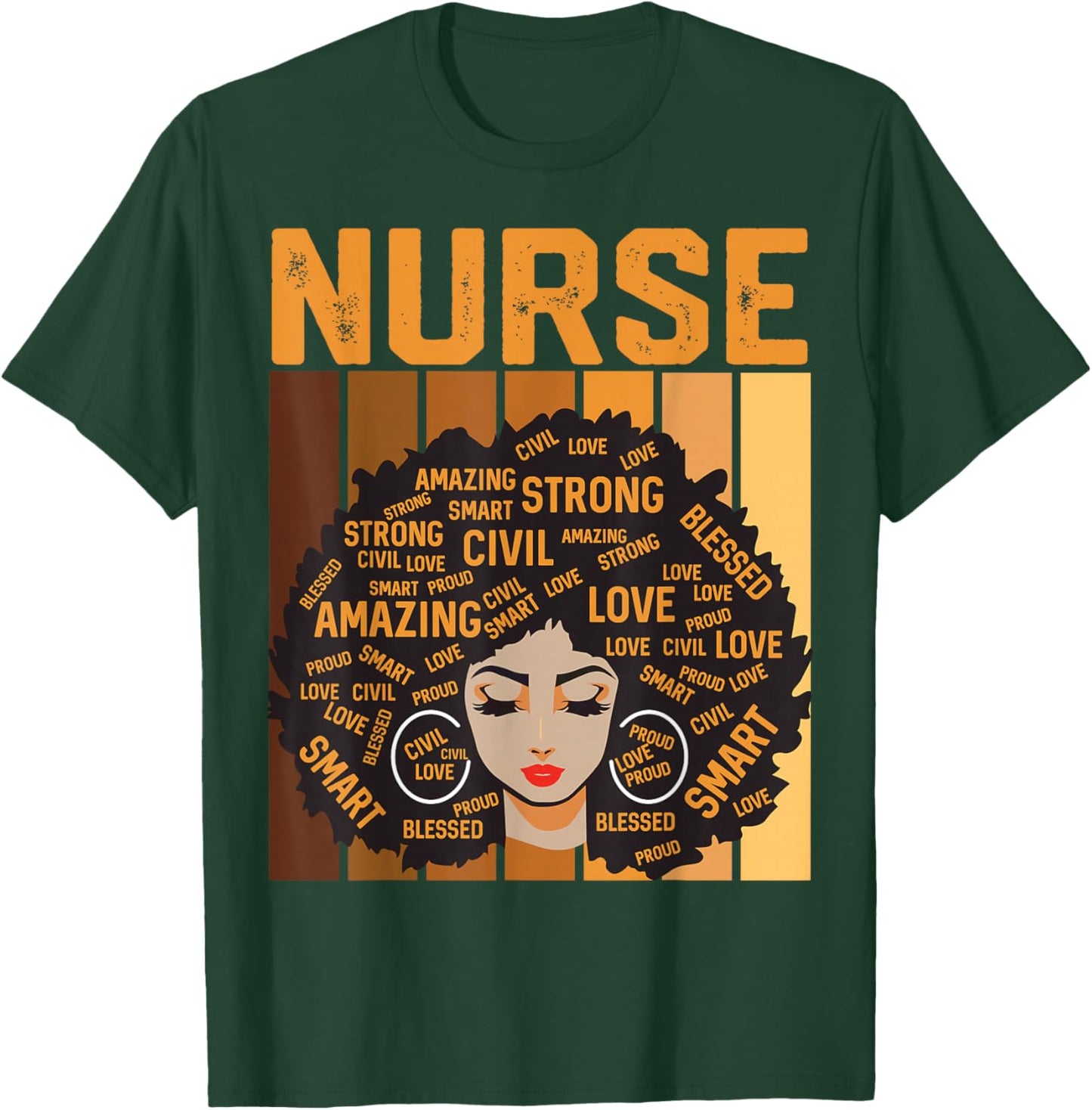 Nurse Powerful Black History Month Black Pride Design T-Shirt - T-Shirt | Forest