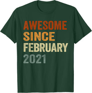 Retro Awesome Since February 2021 5 Years Old 5th Birthday T-Shirt - T-Shirt | Forest