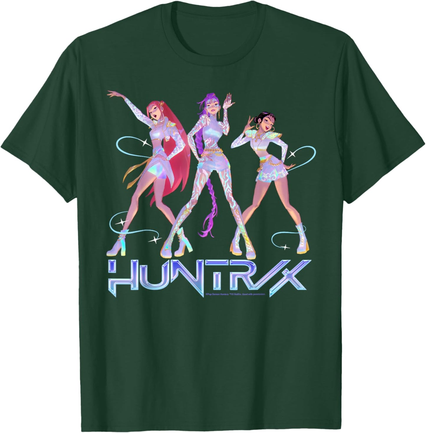 Kpop Demon Hunters Huntrix Mira Rumi and Zoey Pose & Shine T-Shirt - T-Shirt | Forest