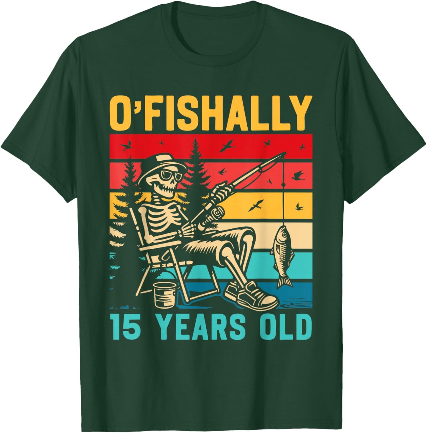 Ofishally 15 Years Old Fisherman 15th Birthday Fishing Boys T-Shirt - T-Shirt | Forest
