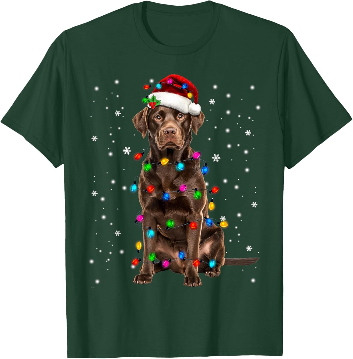Chocolate Lab Labrador Christmas Tree Light Pajama Dog Xmas T-Shirt - T-Shirt | Forest