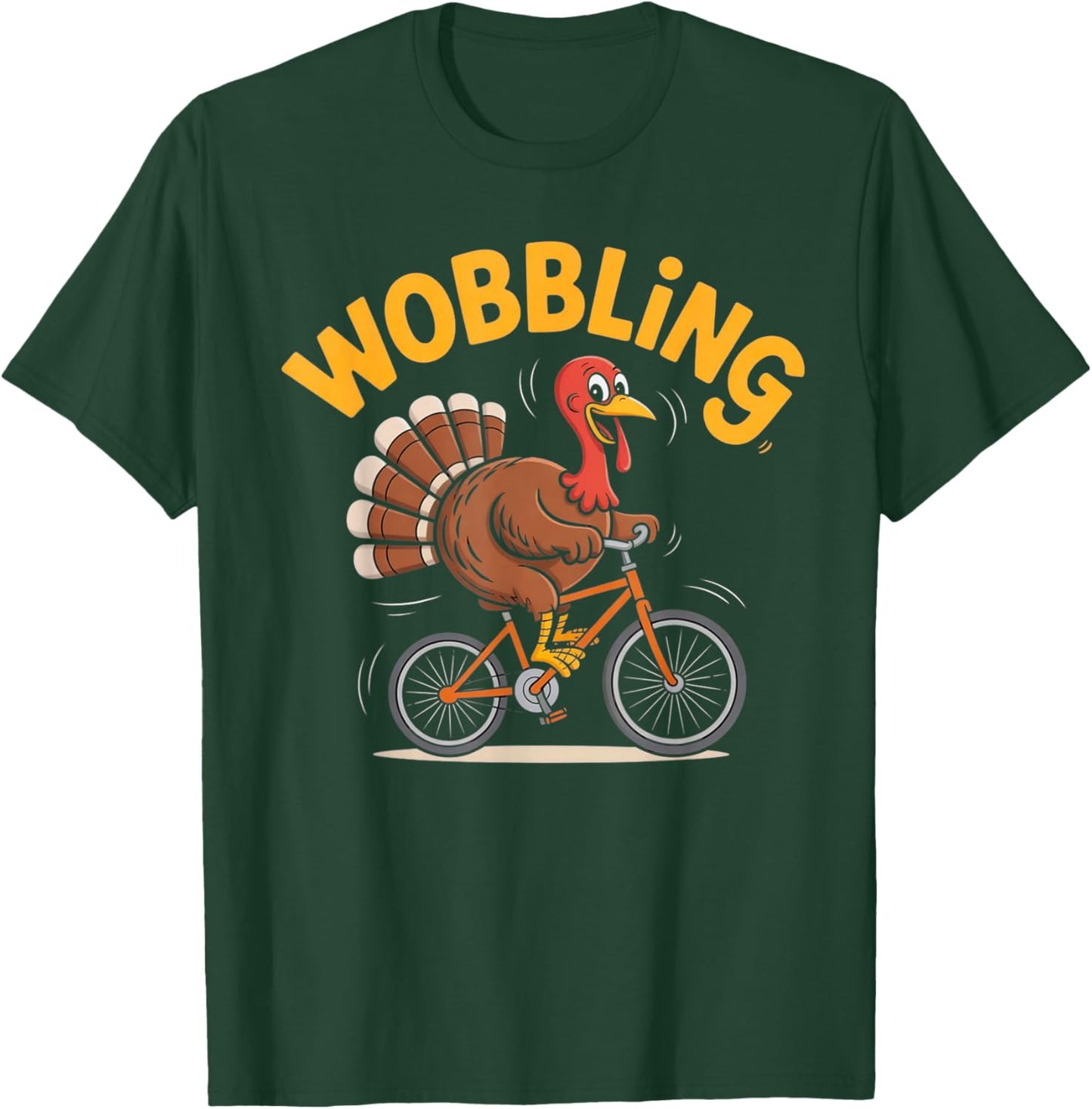 Turkey Riding Bike Funny Thanksgiving T-Shirt - T-Shirt | Forest