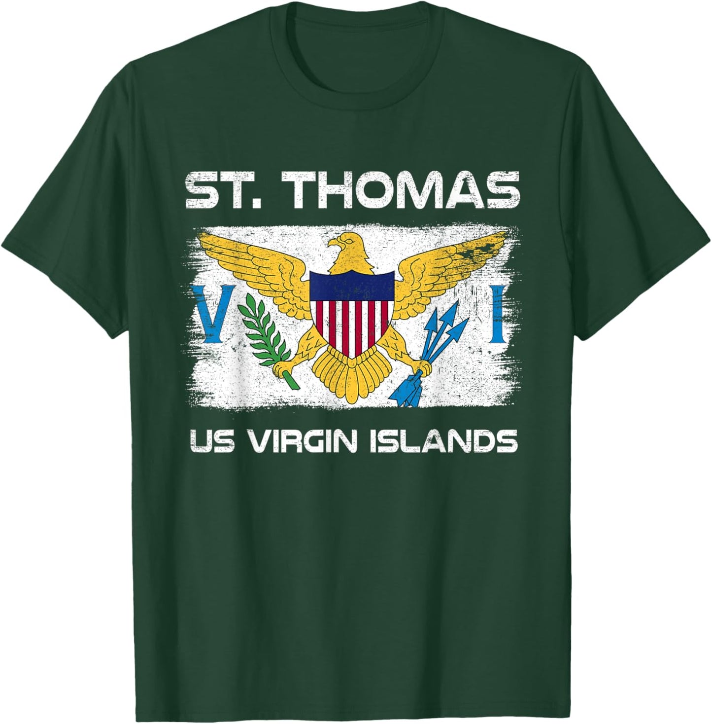 St. Thomas USVI Flag Design USVI Flag T-Shirt - T-Shirt | Forest