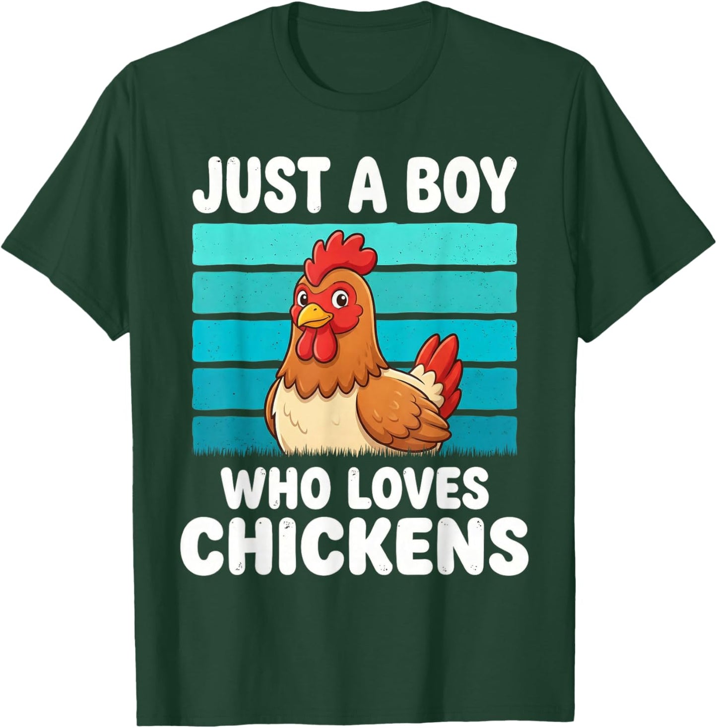 Just a Boy Who Loves Chickens Funny Chicken Lover Kids Boys T-Shirt - T-Shirt | Forest