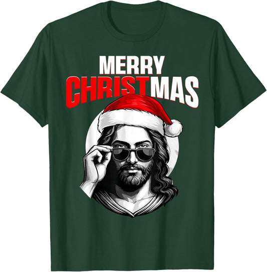 Merry Christmas Christian Jesus Pajamas Pjs Xmas Men Women T-Shirt - T-Shirt | Forest