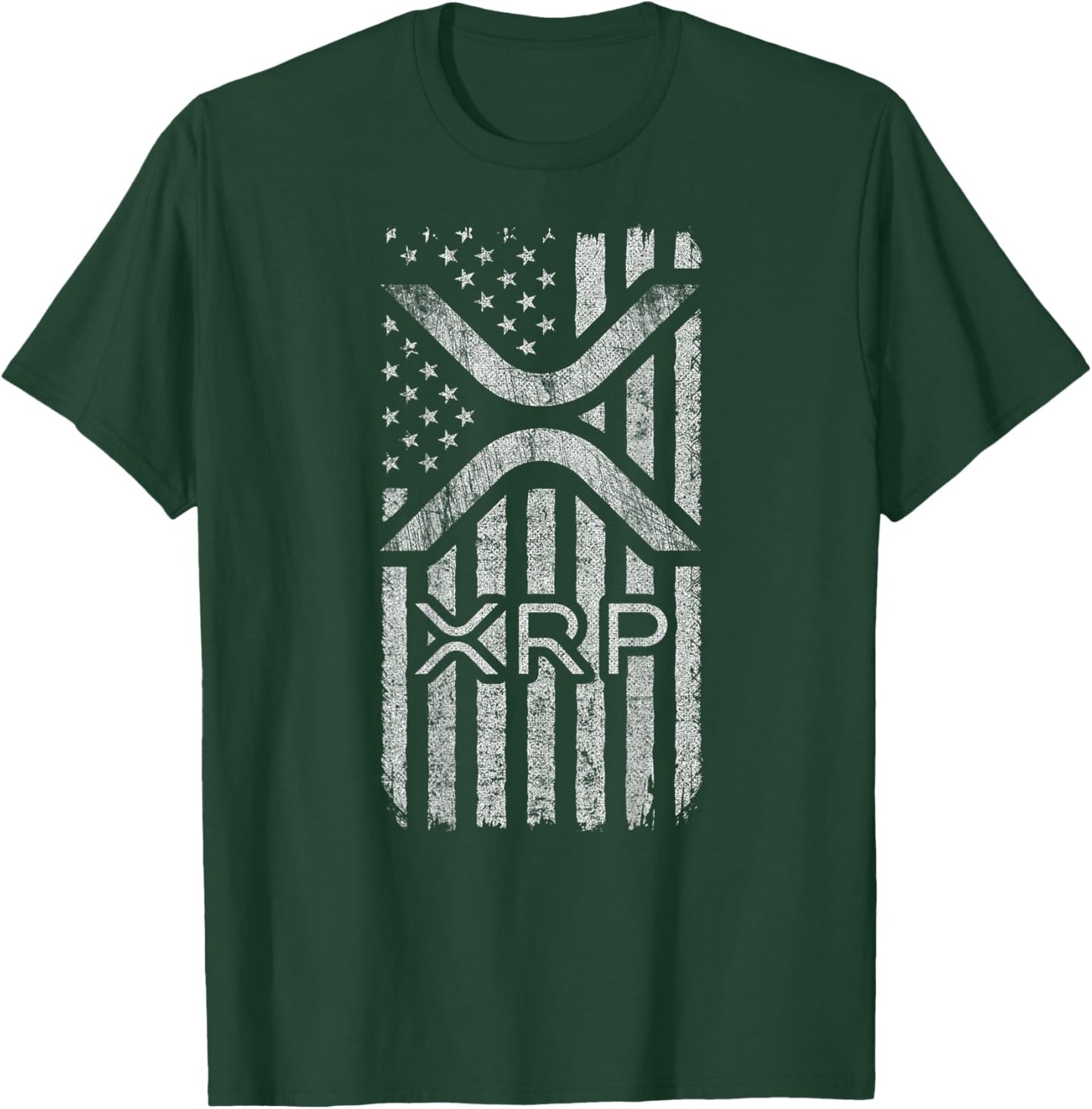 XRP - American Flag XRP Logo Graphic - XRP Crypto T-Shirt - T-Shirt | Forest