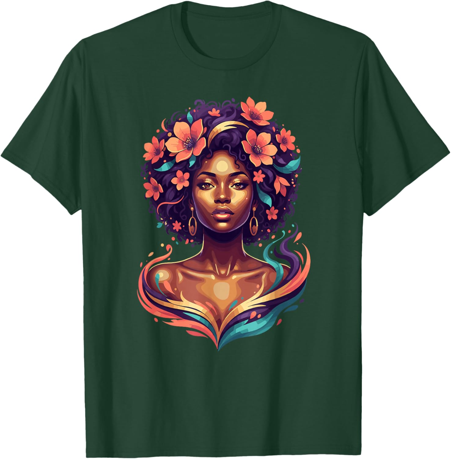Afrocentric Black Girl Magic Melanin Queen Beauty T-Shirt - T-Shirt | Forest