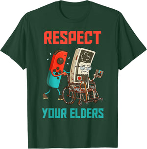 Respect Your Elders Retro Gaming Video Gamer 80s Boy Men T-Shirt - T-Shirt | Forest