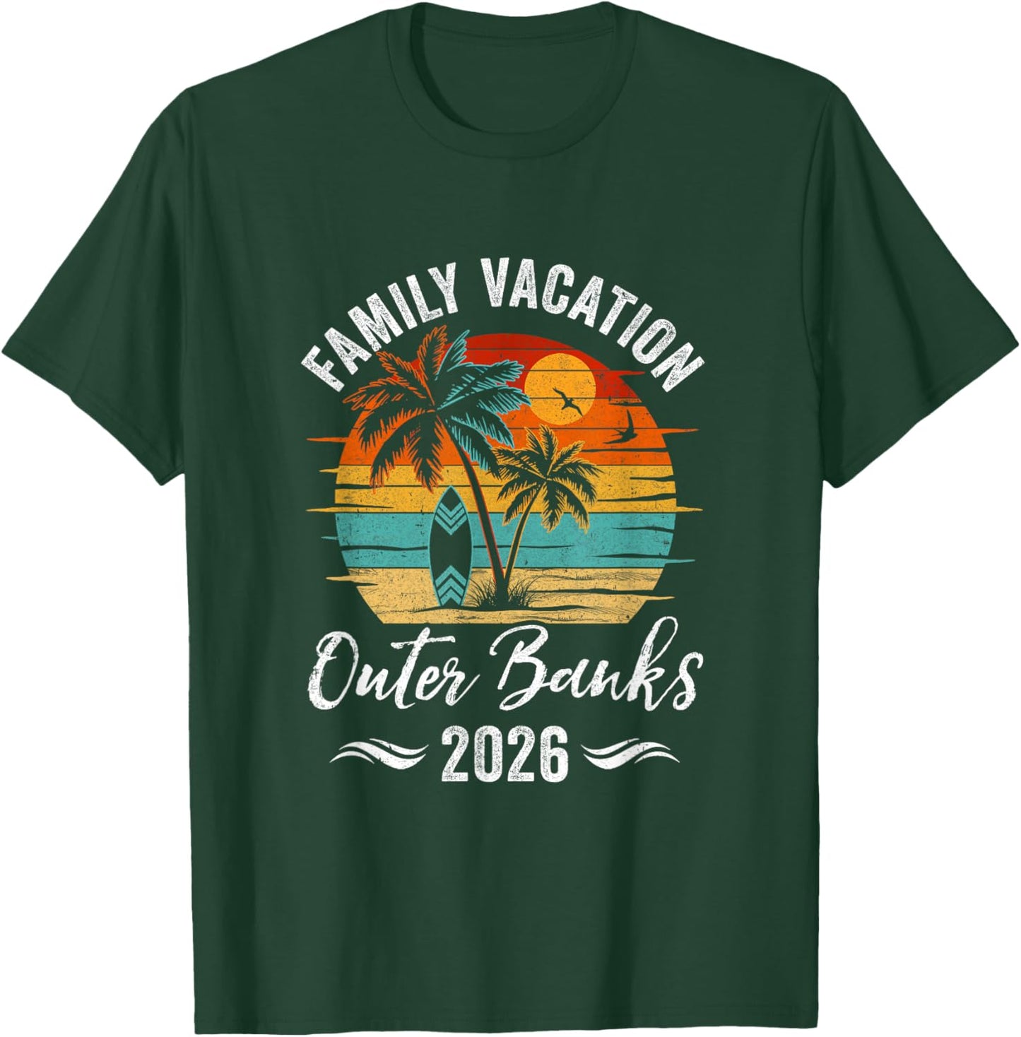 Family Vacation 2026 Vintage Outer Banks Summer Matching T-Shirt - T-Shirt | Forest