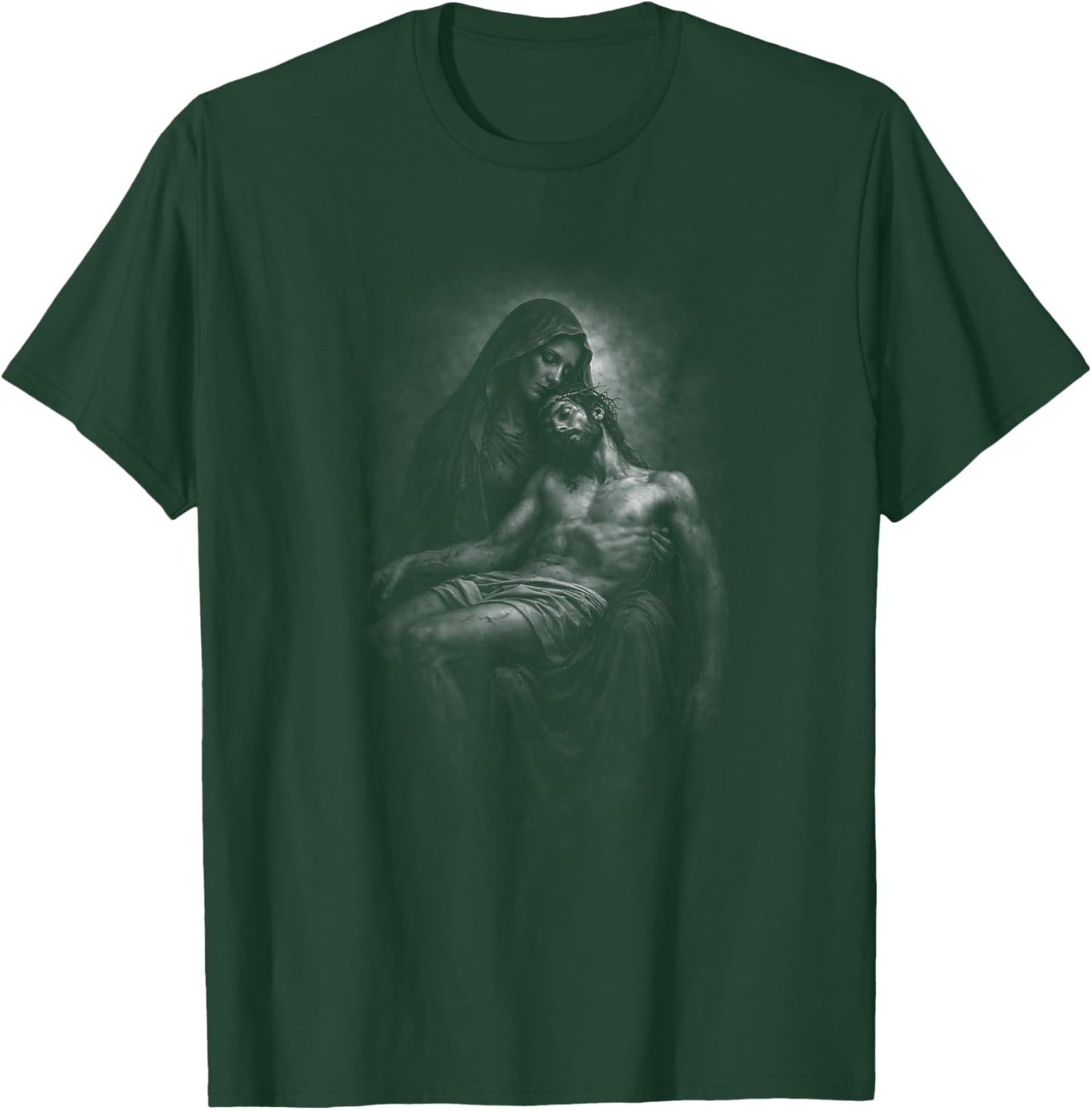 Pieta Mary Holding Jesus Christ Body T-Shirt - T-Shirt | Forest