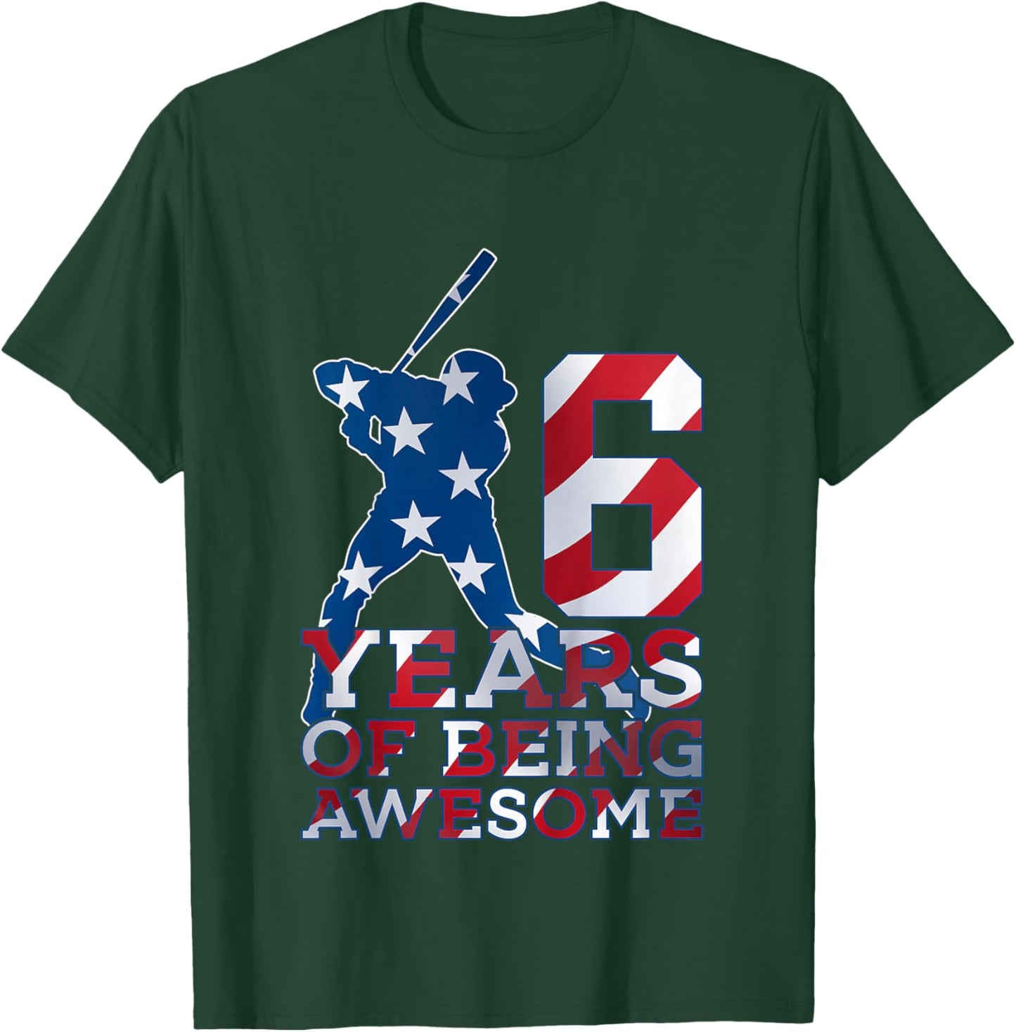 6 Years of Being Awesome Baseball 6TH Birthday T-Shirt - T-Shirt | Forest