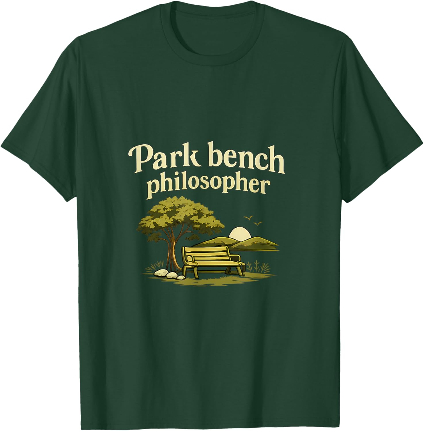 Park Bench Philosopher Local Pride Badge Design T-Shirt - T-Shirt | Forest