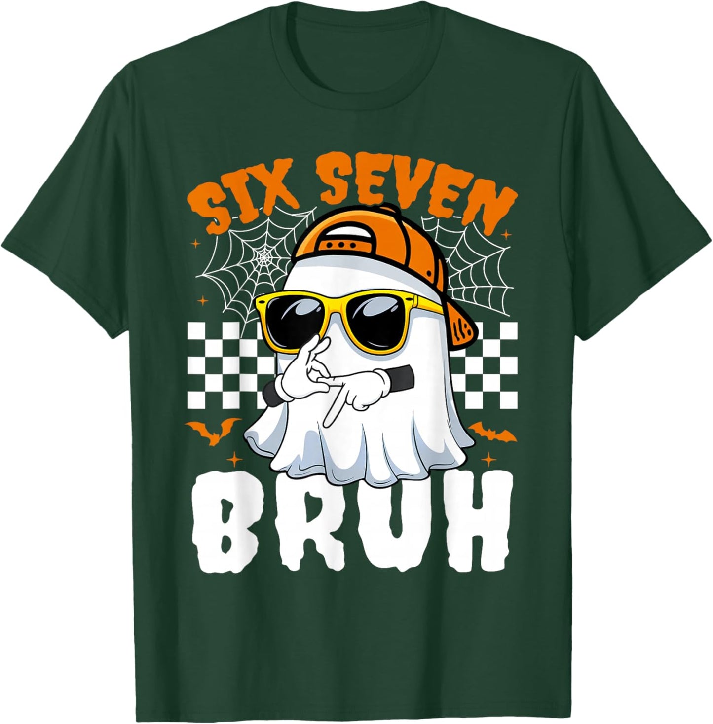 Bruh 67 Halloween Funny Six Seven Meme Brainrot Ghost Kids T-Shirt - T-Shirt | Forest
