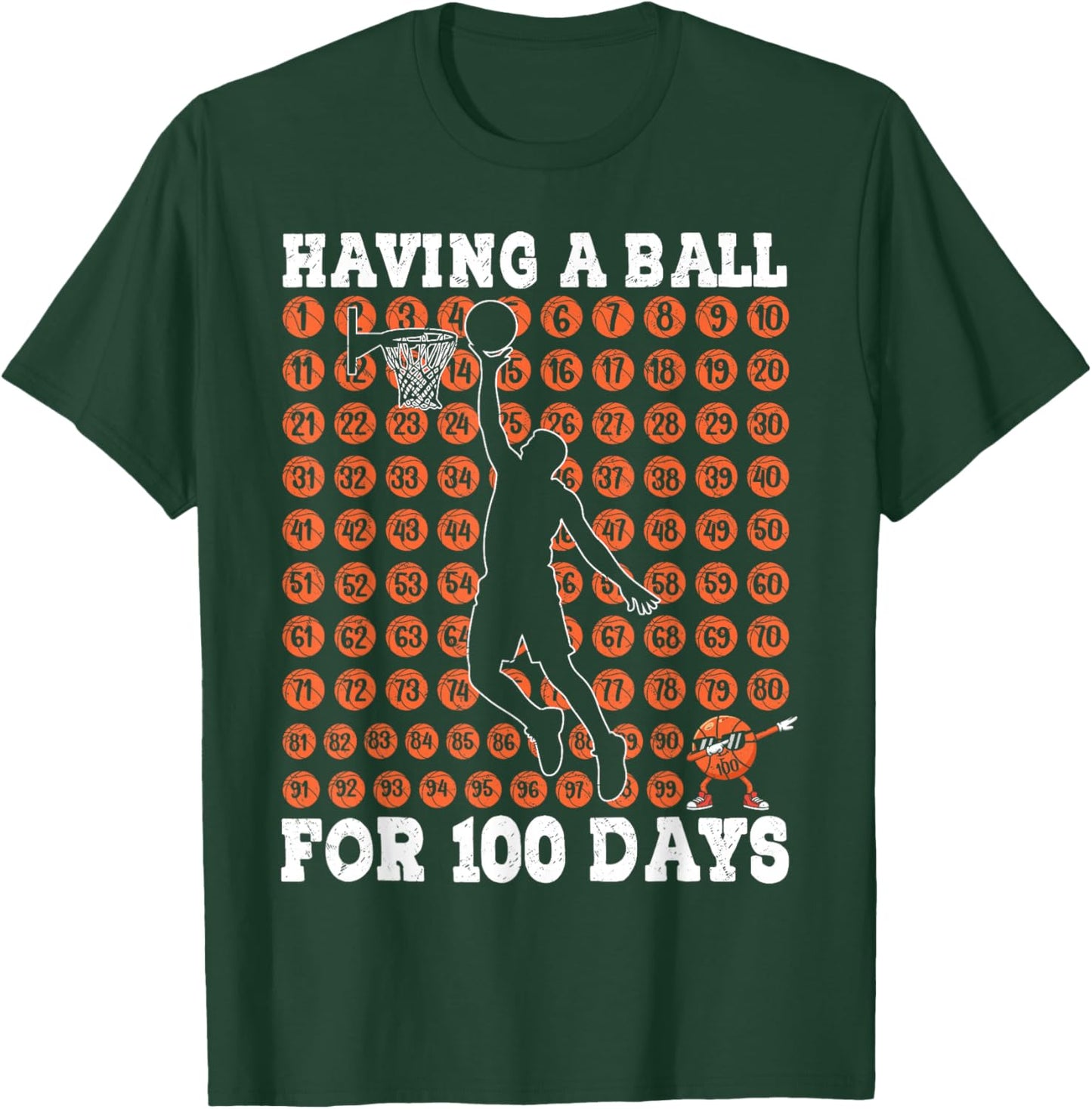 Boys 100 Days of School Basketball 100th Day of School Kids T-Shirt - T-Shirt | Forest