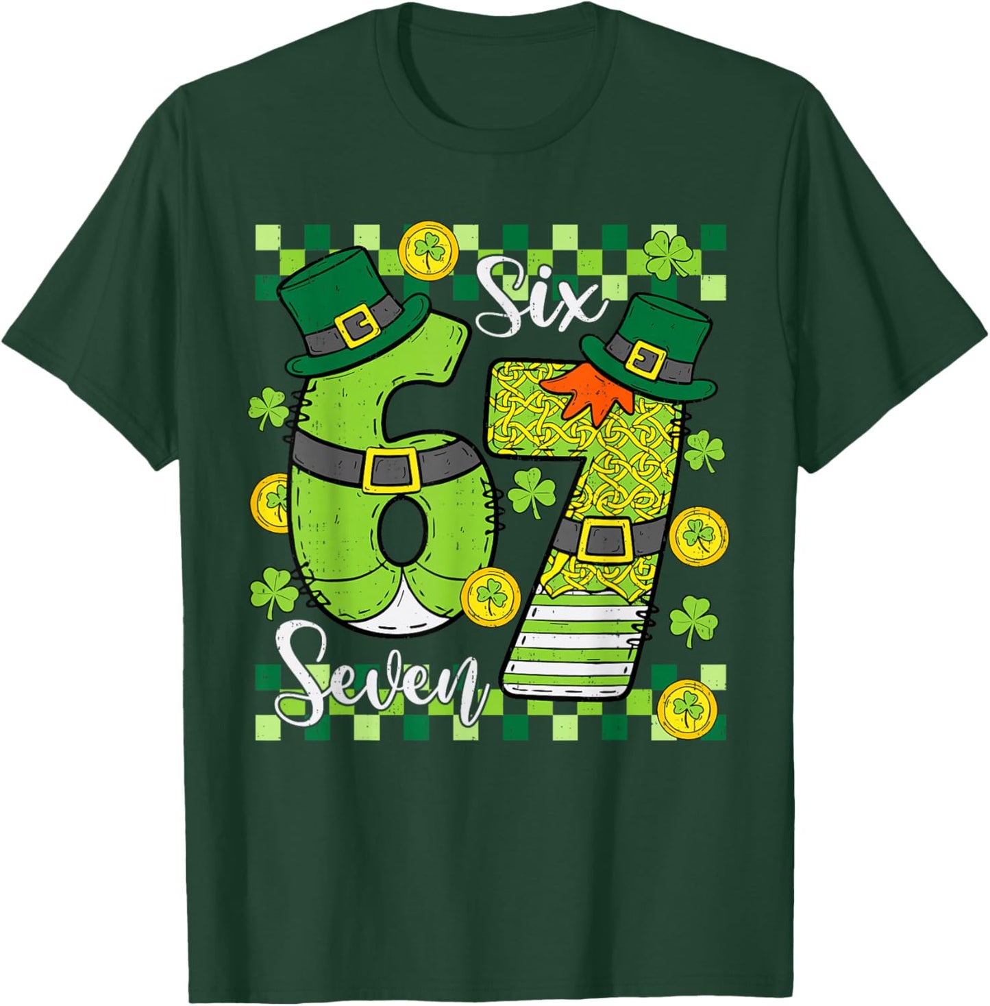 St Patricks Day 67 Six Seven 6 7 Meme Boys Girls Teens Kids T-Shirt - T-Shirt | Forest
