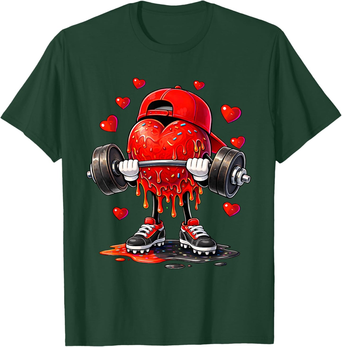 Funny Gym Heart Weightlifting Fitness Workout Drip Valentine T-Shirt - T-Shirt | Forest