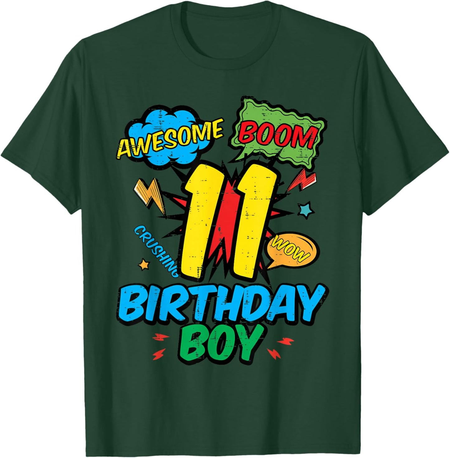 11 Birthday Boy Comic 11th Bday Superhero Party Boys Kids T-Shirt - T-Shirt | Forest