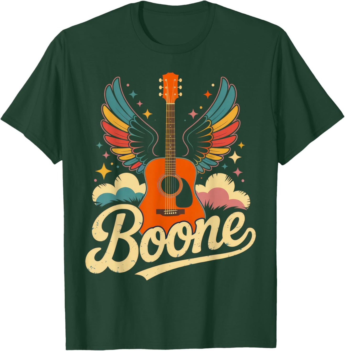 Boone Guitar Enthusiast Vibes Summer Music Festival Mood T-Shirt - T-Shirt | Forest