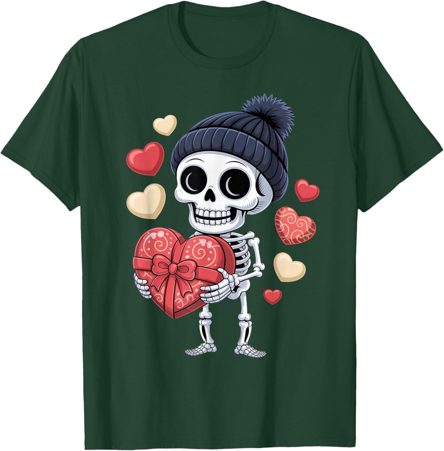 Valentine´s Day Skeleton Holding Big Heart Love T-Shirt - T-Shirt | Forest