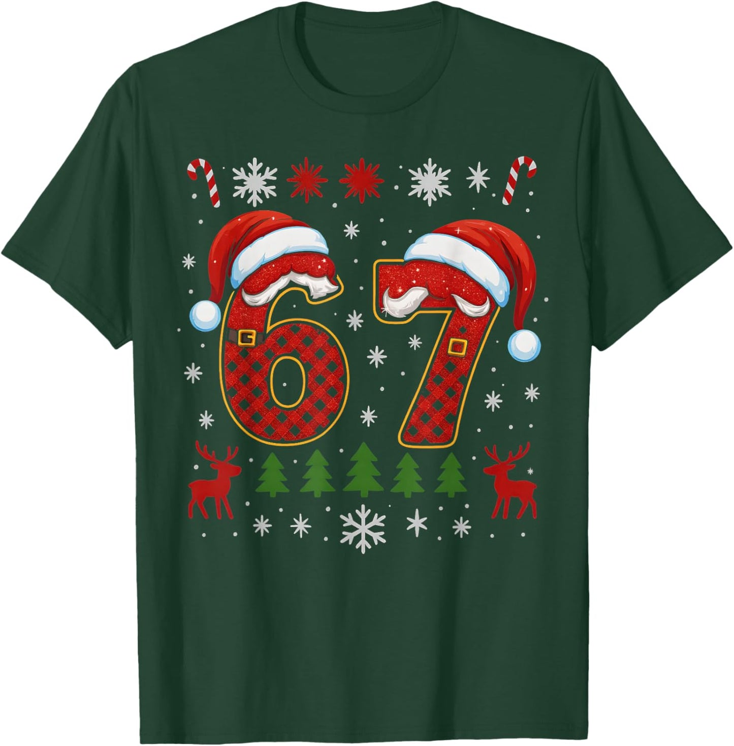 HUGvyn Funny 67 Six Seven Squad Meme Christmas Ugly Sweater T-Shirt - T-Shirt | Forest