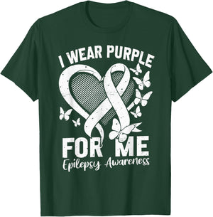 I Wear Purple for Me Epilepsy Awareness Month Purple Ribbon T-Shirt - T-Shirt | Forest