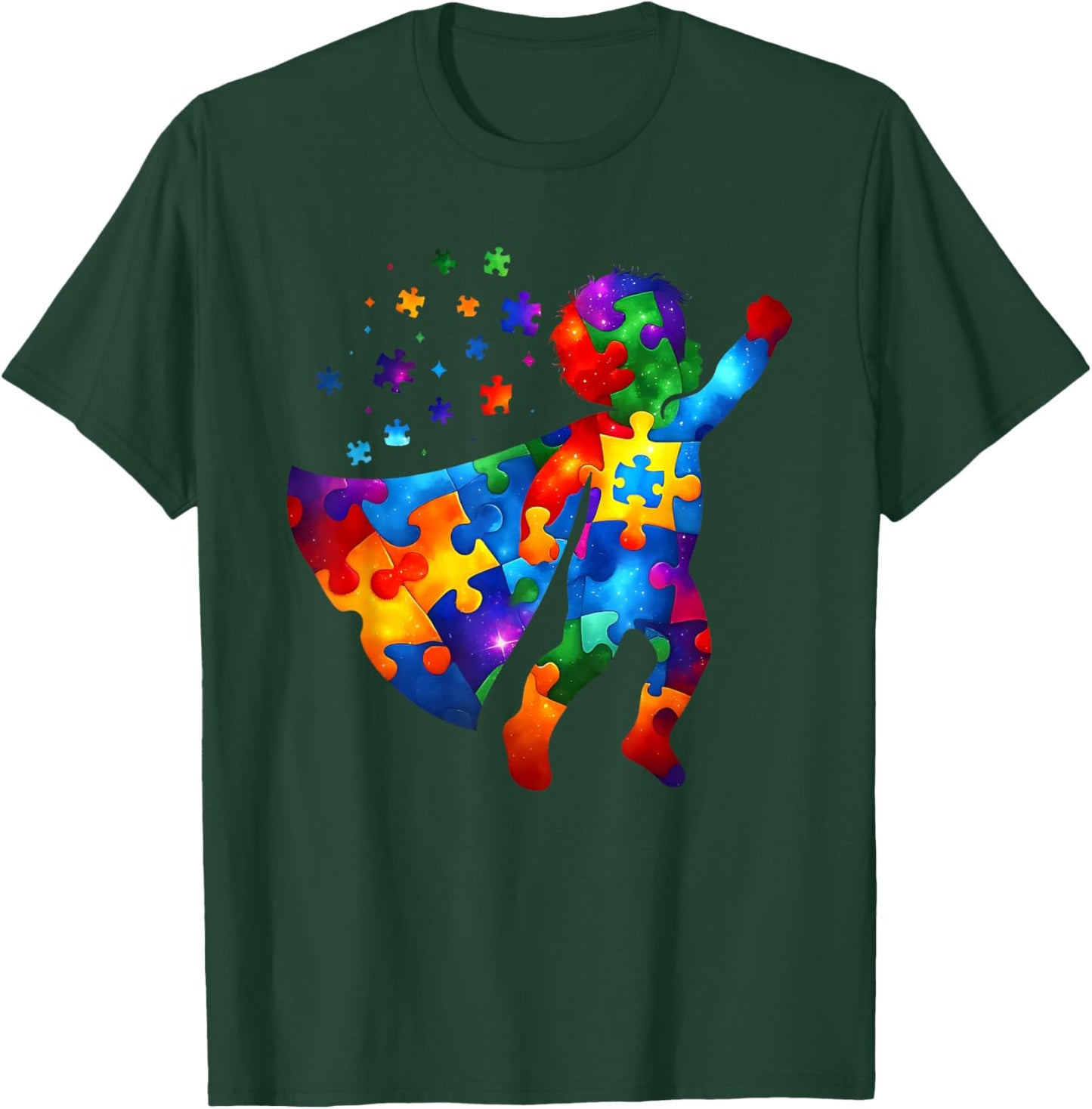 Autism is My Superpower Autism Awareness Puzzle Kids Mom T-Shirt - T-Shirt | Forest