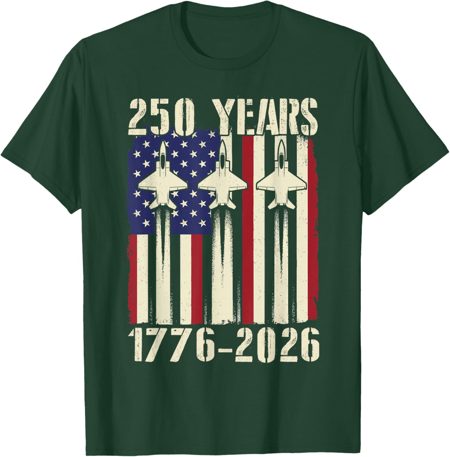Flag Vintage 250 Years American 1776 2026 250th USA Birthday T-Shirt - T-Shirt | Forest