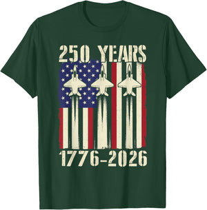 Flag Vintage 250 Years American 1776 2026 250th USA Birthday T-Shirt - T-Shirt | Forest