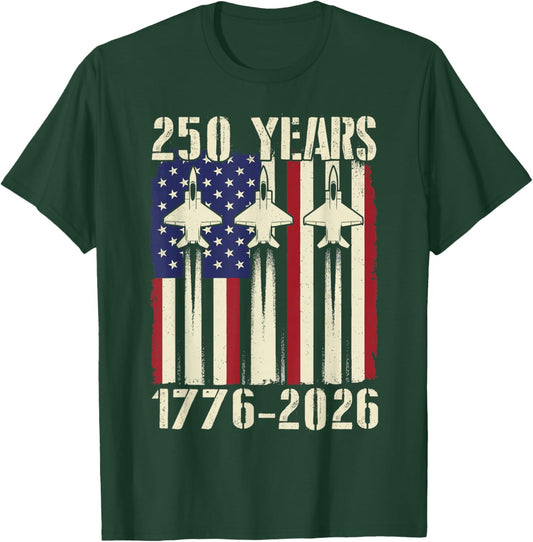 Flag Vintage 250 Years American 1776 2026 250th USA Birthday T-Shirt - T-Shirt | Forest