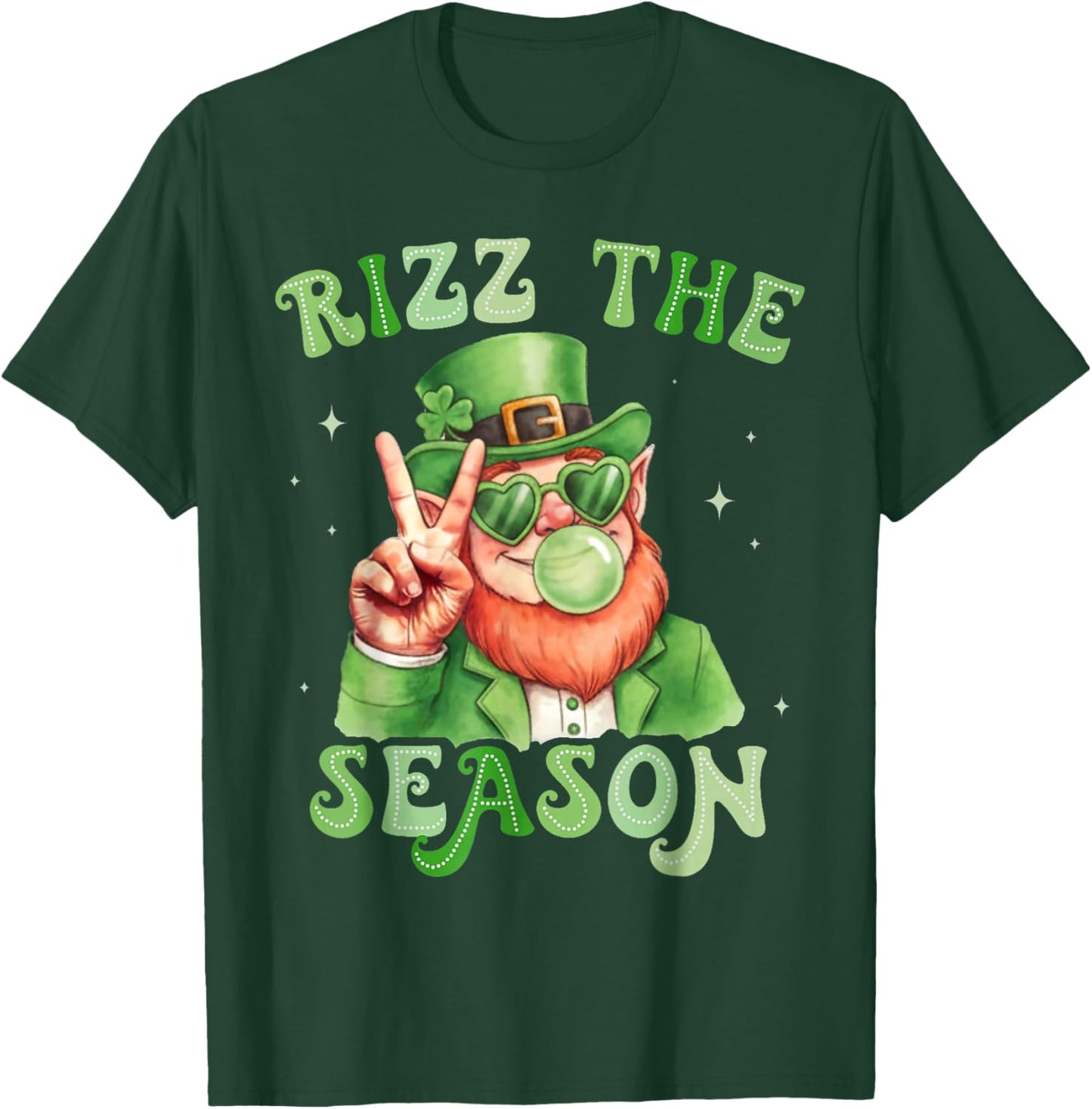 St. Patrick's Day Leprechaun Bubble Gum Rizz The Season T-Shirt - T-Shirt | Forest