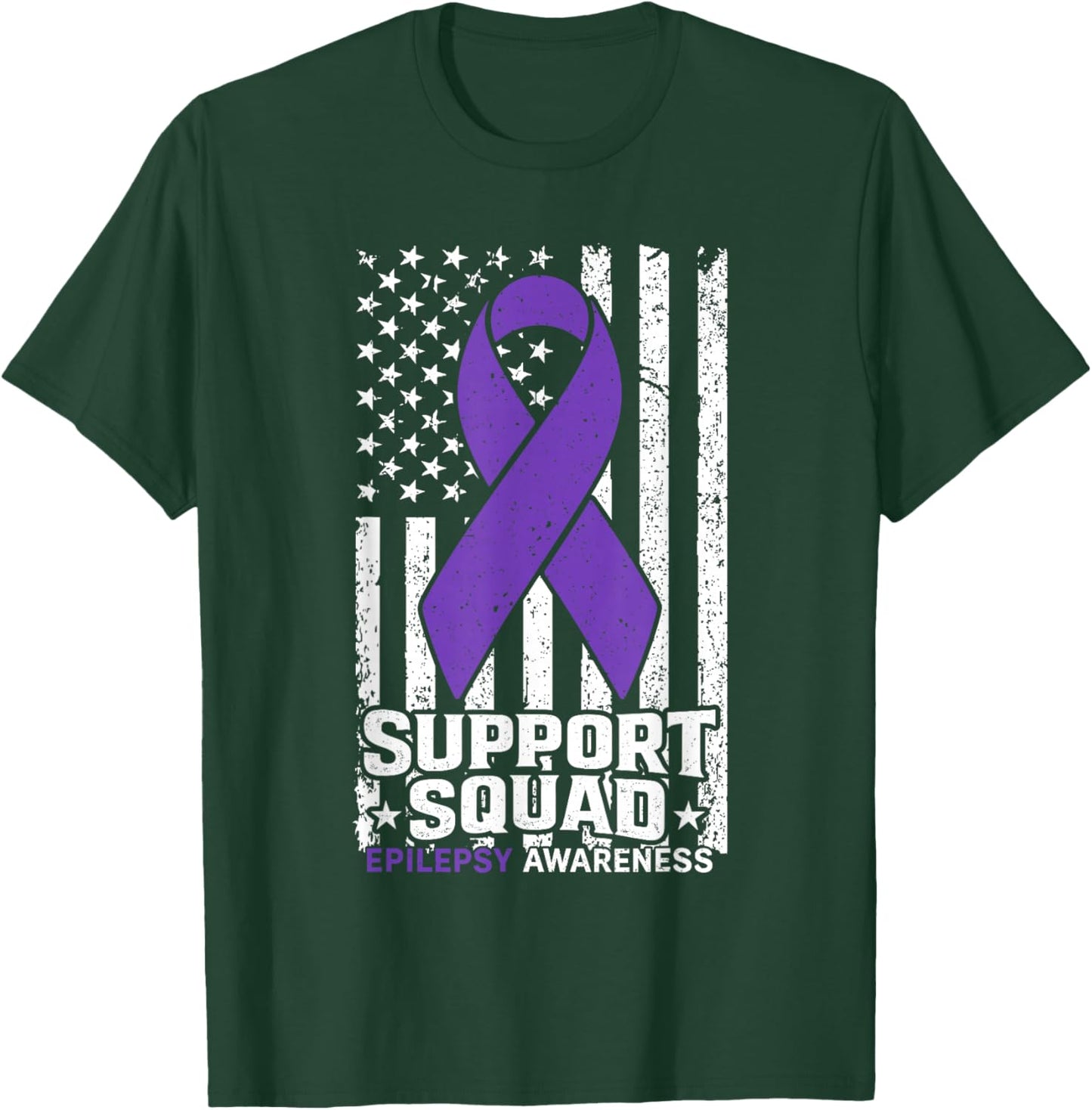 Support Squad American Flag Purple Epilepsy Awareness T-Shirt - T-Shirt | Forest