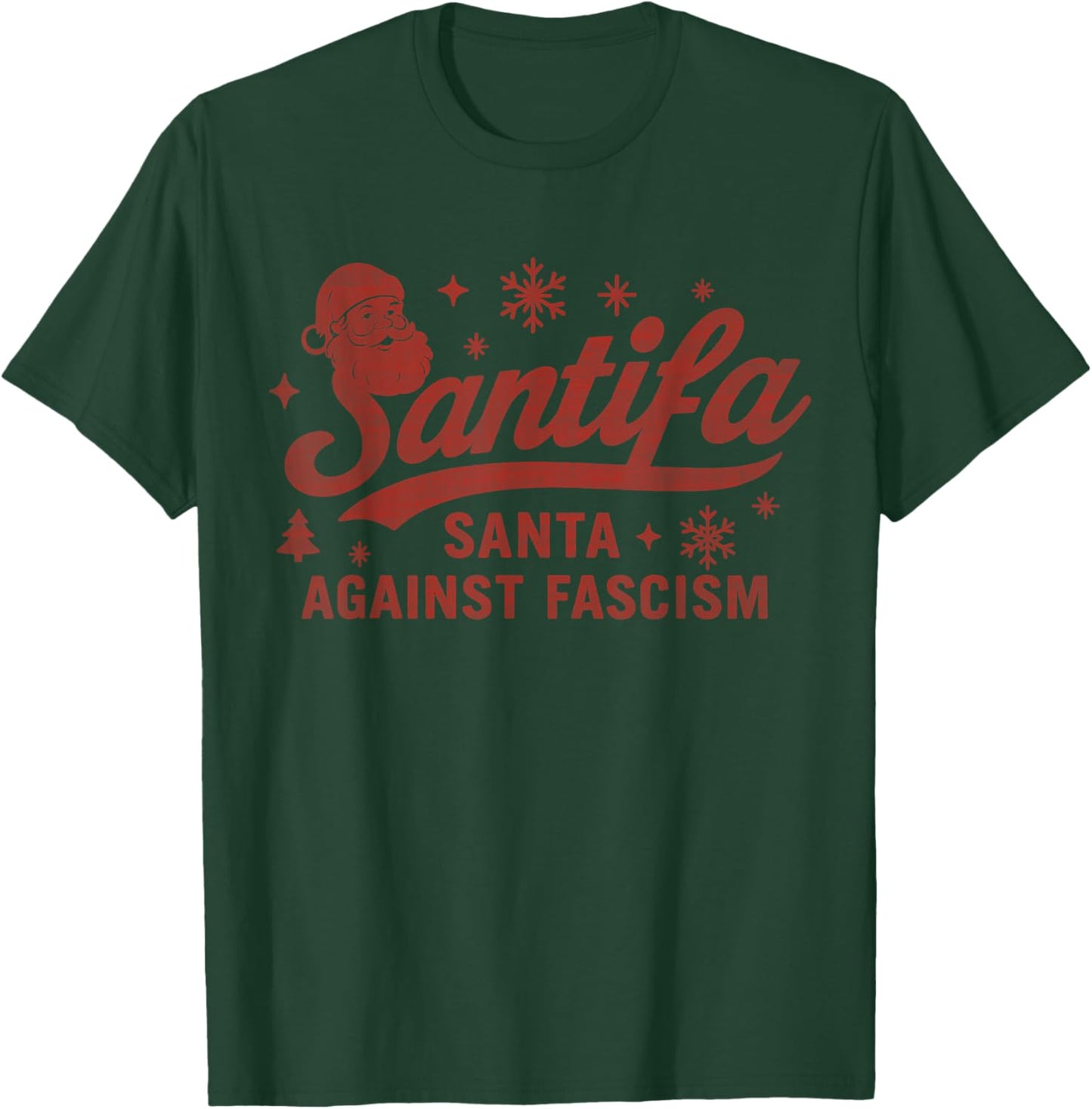 Santa Against Fascism Vintage SANTIFA T-Shirt - T-Shirt | Forest