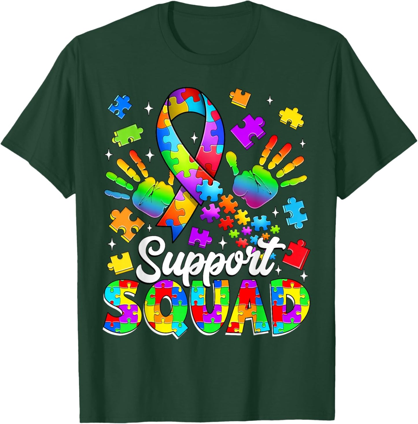 Autism Support Squad Family Autism Awareness Month Boys Kids T-Shirt - T-Shirt | Forest