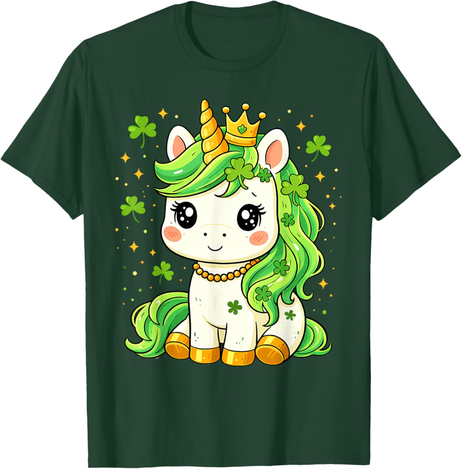 St Patricks Day Cute Unicorn Lepricorn St Pattys Girls Kids T-Shirt - T-Shirt | Forest